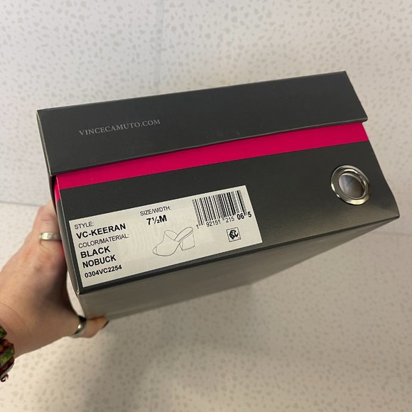 Vince Camuto Keeran Black Suede Block Heel Mules Size 7.5 - Picture 3 of 4